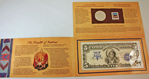 American Buffalo Coin and Currency Set coin package unfolded