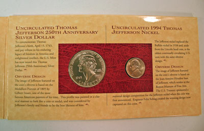 Thomas Jefferson Coin and Currency Set coins obverse