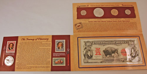 Lewis and Clark Coin and Currency Set holder unfolded