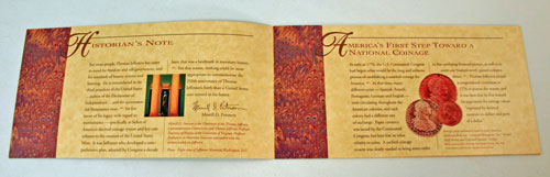 Thomas Jefferson Coin and Currency Set Booklet pages 1 and 2 Thomas Jefferson Coin and Currency Set Booklet pages 1 and 2