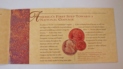 Thomas Jefferson Coin and Currency Set Booklet page 2