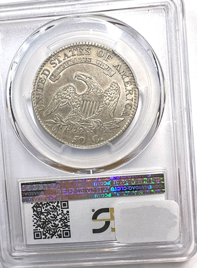 1812 over 1 Capped Bust Silver Half Dollar Coin PCGS XF45 reverse 1812 over 1 Capped Bust Silver Half Dollar Coin PCGS XF45 reverse