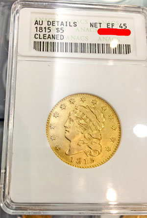 1815 Capped Head Gold Half Eagle ($5) Coin