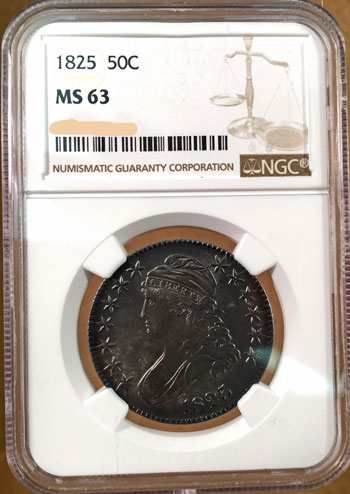 Capped Bust Half Dollar 1825 NGC MS-63