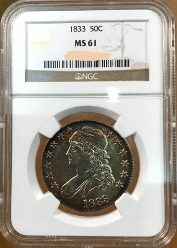 Capped Bust Half Dollar 1833 NGC MS-61