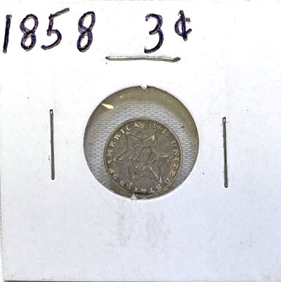 1858 three cent coin obverse