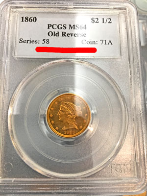 1860 Liberty Head Gold Quarter Eagle ($2.50) Coin
