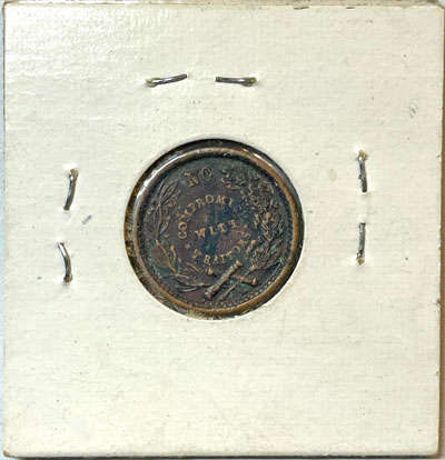 1863 Civil War Token No Compromise With Traitorst reverse 1863 Civil War Token No Compromise With Traitorst reverse
