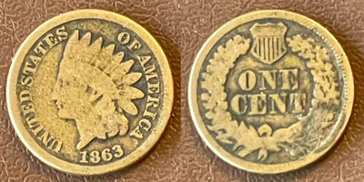 1863 indian head one cent coin