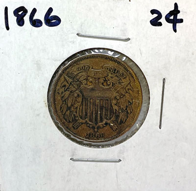 1866 two cent coin obverse