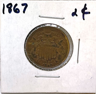 1867 two cent coin obverse