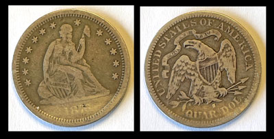 Cleaned 1876-S Seated Liberty Quarter Coin