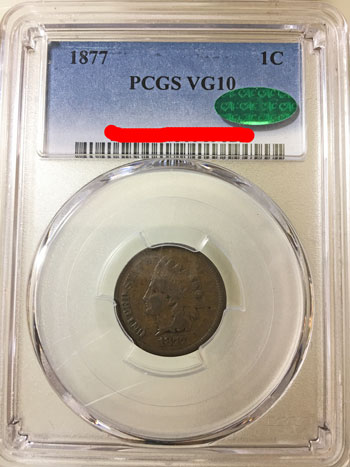 1877 Indian Head One Cent Coin PCGS VG-10-BN