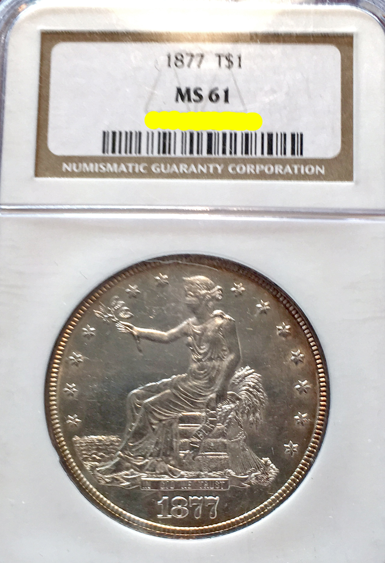 December 2016 Coin Show 1877 Trade Dollar MS-61 NGC