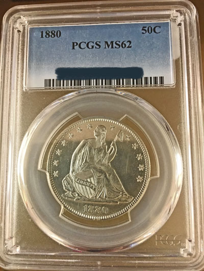 1880 Liberty Seated Half Dollar Coin PCGS MS-62