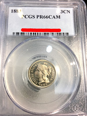 1883 Three-Cent Coin PCGS PR66CAM