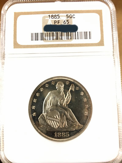 1885 Seated Liberty Half Dollar Coin NGC Proof-65