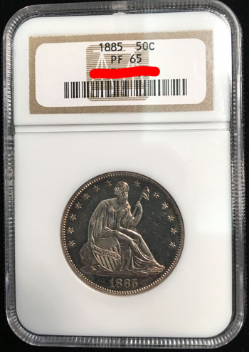 1885 Silver Half Dollar Coin NGC PF-65