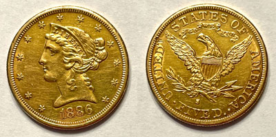 1886-S Golf Five Dollar Coin