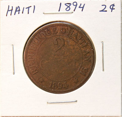 1894 Haiti Two-Centimes Coin obverse