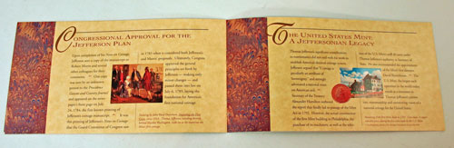 Thomas Jefferson Coin and Currency Set Booklet pages 5 and 6
