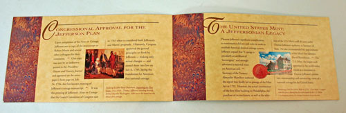 Thomas Jefferson Coin and Currency Set Booklet pages 5 and 6 Thomas Jefferson Coin and Currency Set Booklet pages 5 and 6
