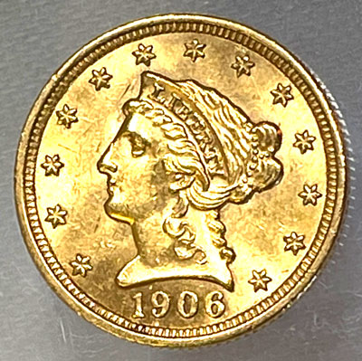 1906 Gold Quarter Eagle Coin obverse