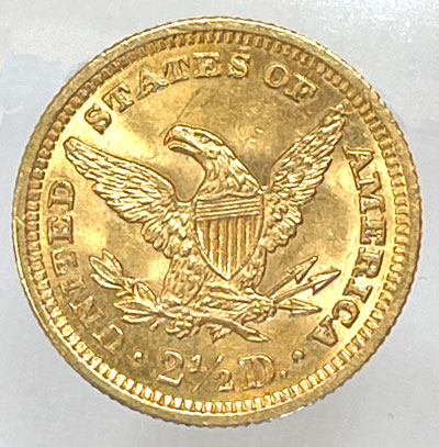 1906 Gold Quarter Eagle Coin reverse