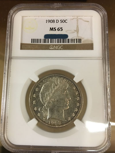 1908-D Liberty Head Half Dollar Coin NGC MS-65