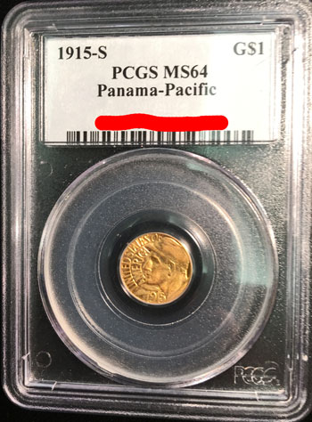 1915 S Panama-Pacific Commemorative Gold Dollar Coin PCGS MS-64