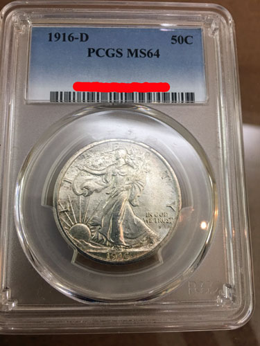 1916-D Liberty Walking Silver Half Dollar Coin