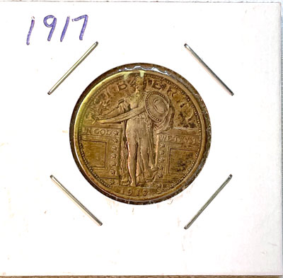 1917 Standing Liberty quarter dollar coin obverse