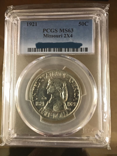 1921 Missouri Centennial Commemorative Silver Half Dollar 2x4 PCGS MS-63