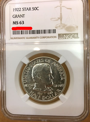 1922 Grant Star Commemorative Silver Half Dollar Coin NGC MS63 obverse