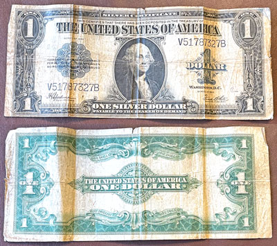 1923 Silver Certificate One Dollar Currency Large Note Blue Seal 1923 Silver Certificate One Dollar Currency Large Note Blue Seal