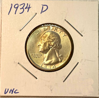 1934 D Washington Quarter Coin obverse