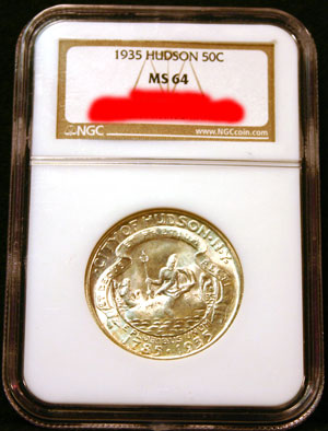 1935 Hudson half dollar in MS-64 certified holder from NGC