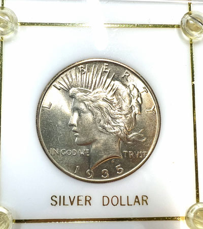 1935 S Peace Silver Dollar Coin obverse 1935 S Peace Silver Dollar Coin obverse