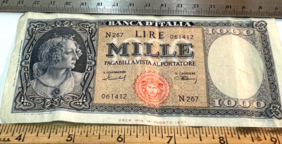 1947 series 1000 lire note obverse