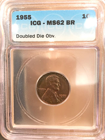 1955 doubled die obverse Lincoln cent