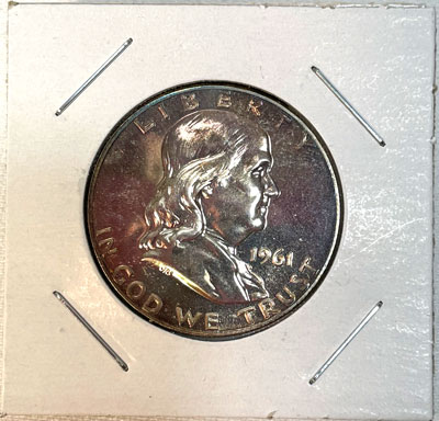 1961 franklin silver half dollar coin obverse 1961 franklin silver half dollar coin obverse