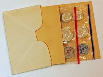 1962 Mint Set opened showing contents and uncirculated coins