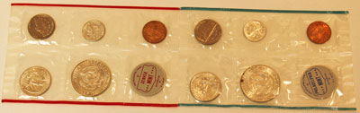 1964 Mint Set reverse images of uncirculated coins