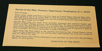 1965 Special Mint Set message