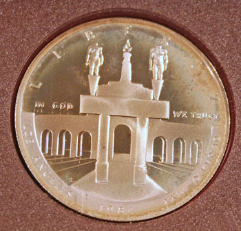1984 Prestige Set commemorative silver dollar obverse