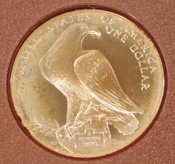 1984 Prestige Set commemorative silver dollar reverse