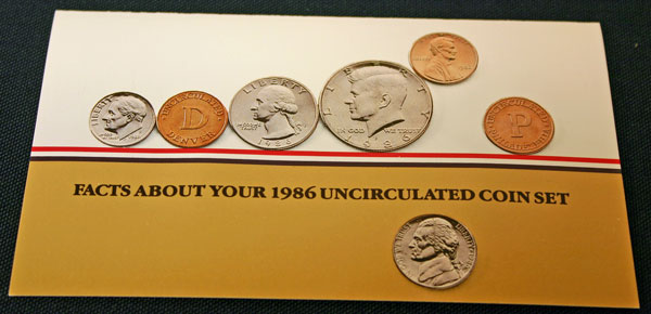 1986 Mint Set front of insert large view 1986 Mint Set front of insert large view