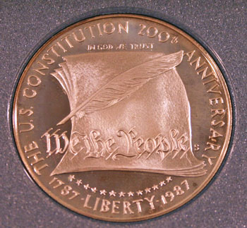 1987 Prestige Set commemorative silver dollar obverse