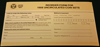 1988 Mint Set reorder form