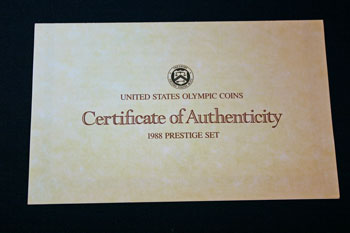 1988 Prestige Set certificate front 1988 Prestige Set certificate front
